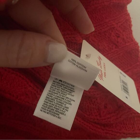 Lucky Brand Red Cable Knit Sweater Vest NWT Festive Holiday Christmas Size M - Picture 6 of 8